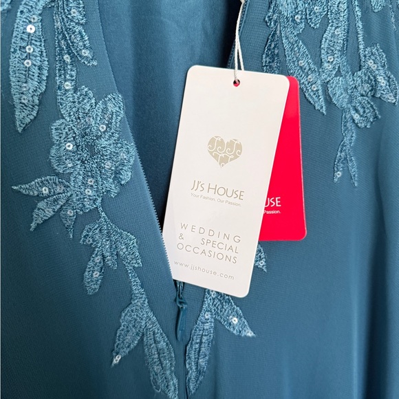 JJs House Teal Lace Long Sleeve Dress - Picture 6 of 7